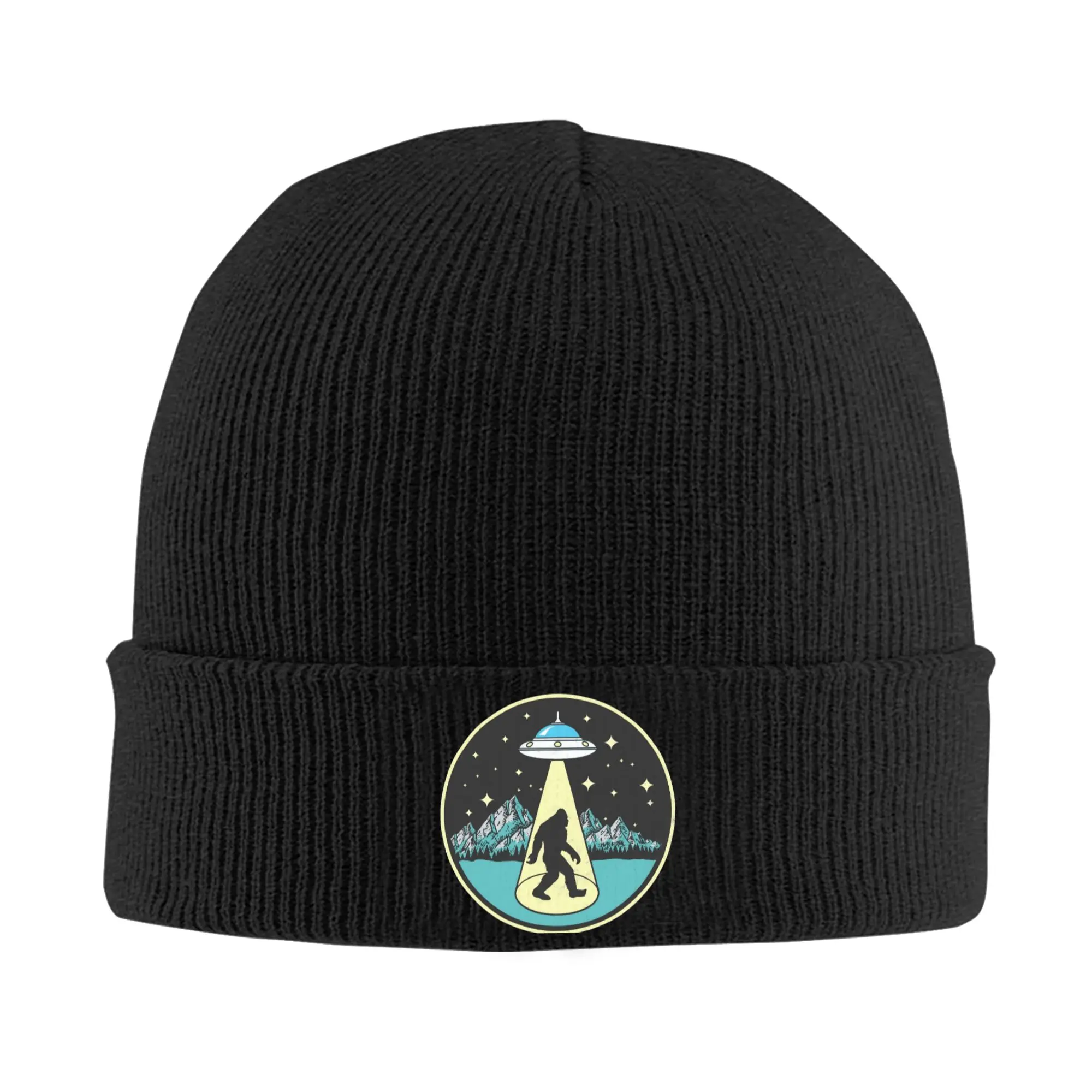 Bigfoot Abduction Vintage Sasquatch Hat Autumn Winter Skullies Beanies New Cryptids  Cap Unisex Acrylic Knitted Hat,