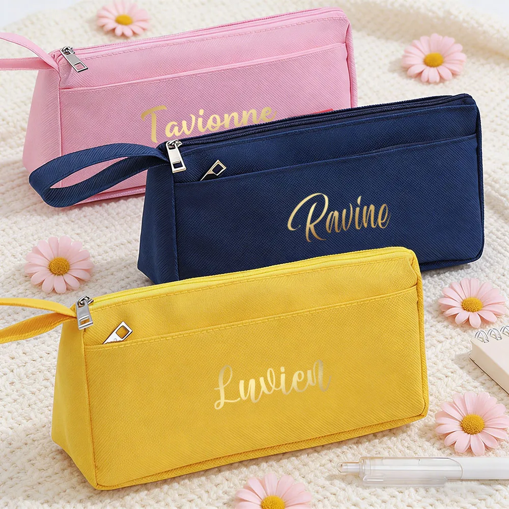 Personalized double-layer pencil bag,large-capacity customized,simple pencil bag for stationery,school supplies,office supplies view 4