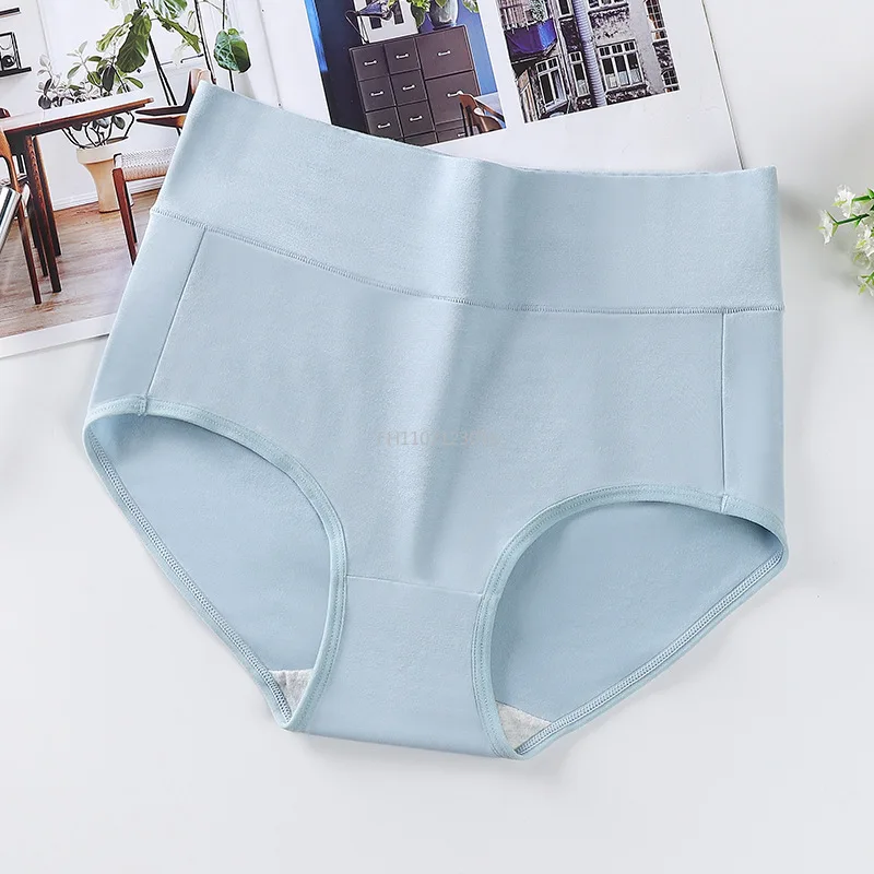 Plus Size Women\'s Cotton Panties High Waist Body Shaper Underwear Breathable Underpants Ladies Briefs Solid Female Lingerie