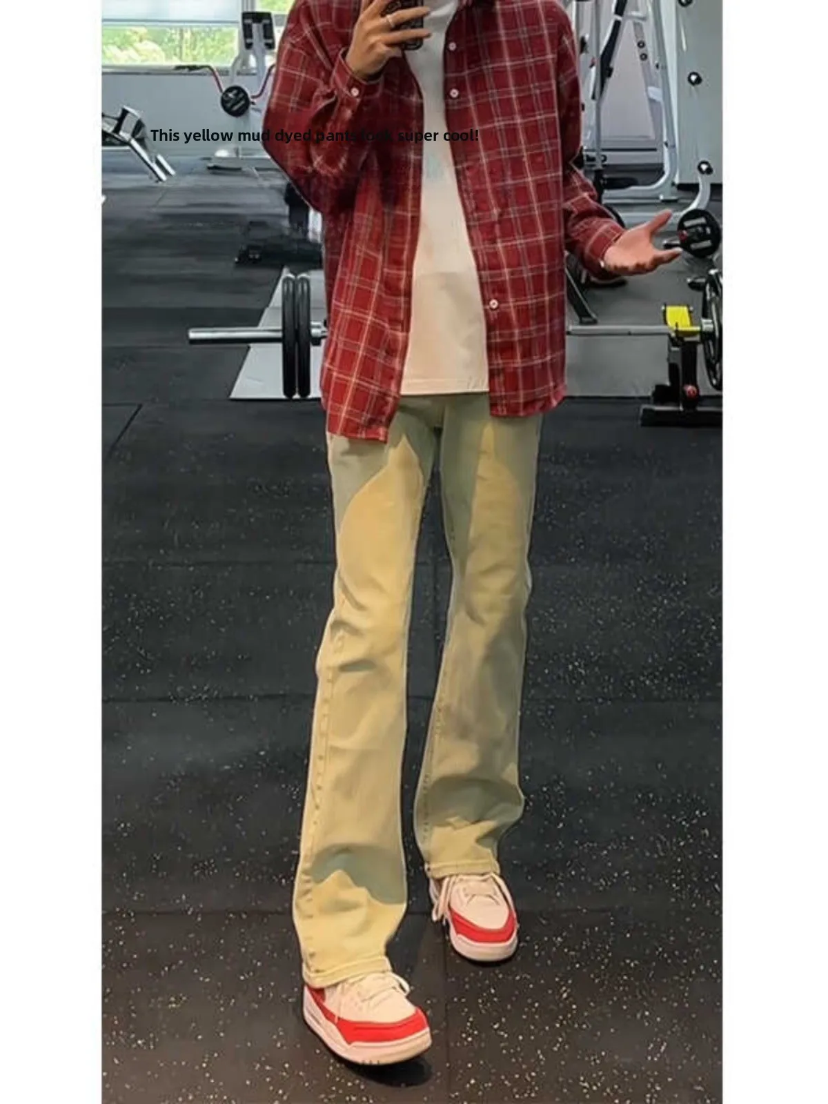 

Мужские джинсы с высокой талией и прямыми штанинами, зауженные, цвета желтой грязи, из денима, в стиле High Street, молодежные, модные, длинные, хлопковые