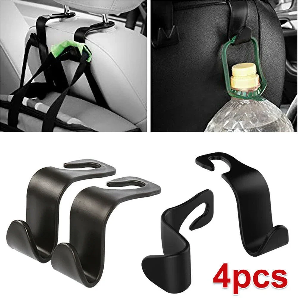 4Pcs Car Seat Headrest Hook  Rear Seats Organizer Hanger Storage Holder For Handbag Purse Bags Clothes Coat Hooks 11x3.5x0.4cm