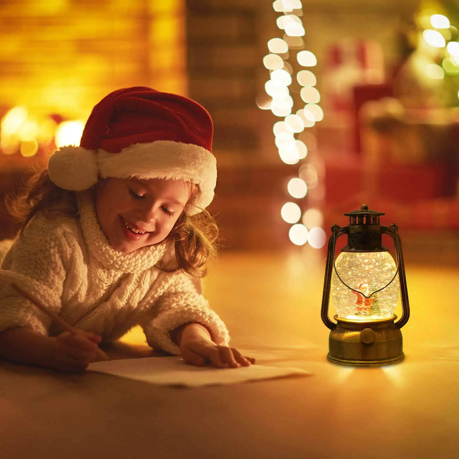 

Christmas Snow Globe Light Rotating Glitter Lantern USB Operated Musical Santa Snow Globe Xmas Party Table Decor