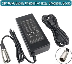 24V 3A 5A XLR  Lead Acid  Charger For Go-Go Elite Traveller Plus Jazzy Chair Wheelchair Wheels Razor Hoverboard