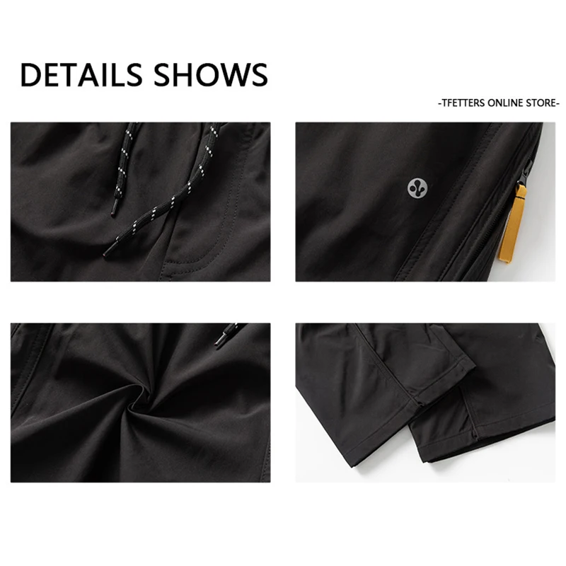 TFETTERS Autumn New Zipper Pocket Men Pants Drawstring Elastic Waist Pants Men Fashion Stitching Design Trouser for Men Clothes - Image 5