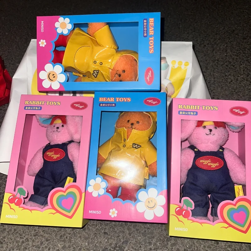 

New Wiggle Boxed Doll Cute Rabbit Little Bear Flash Doll Dopamine Doll Girls And Boys Kawaii Backpack Pendant Toy Birthday Gift