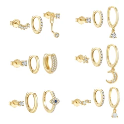ROXI 925 Sterling Silver 3PCS DIY Hoop Earring With Piercing Stud Earring Set Women Men Party Wedding Jewelry Set pendientes 925