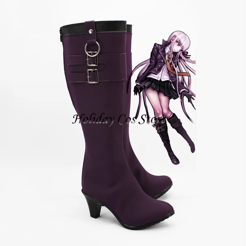 Kyoko Kirigiri Anime Cosplay Shoes Boots Purple Leather Boots Halloween Christmas Carnival Party Props For Women Custom Make