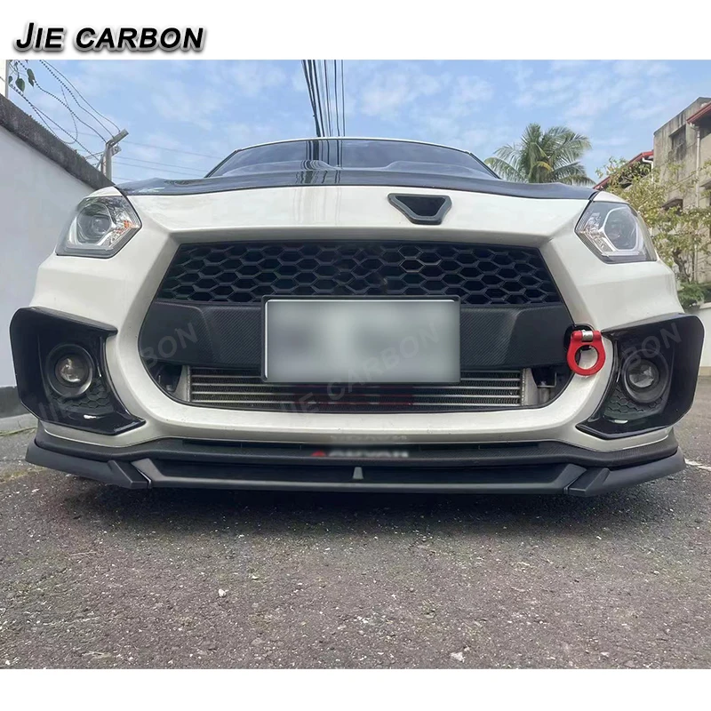 For 2018-2024 Series Suzuki Swift Sport ZC33S Front Bumper Diffuser Chin ABS Front Lip Auto Parts Jie Carbon Style