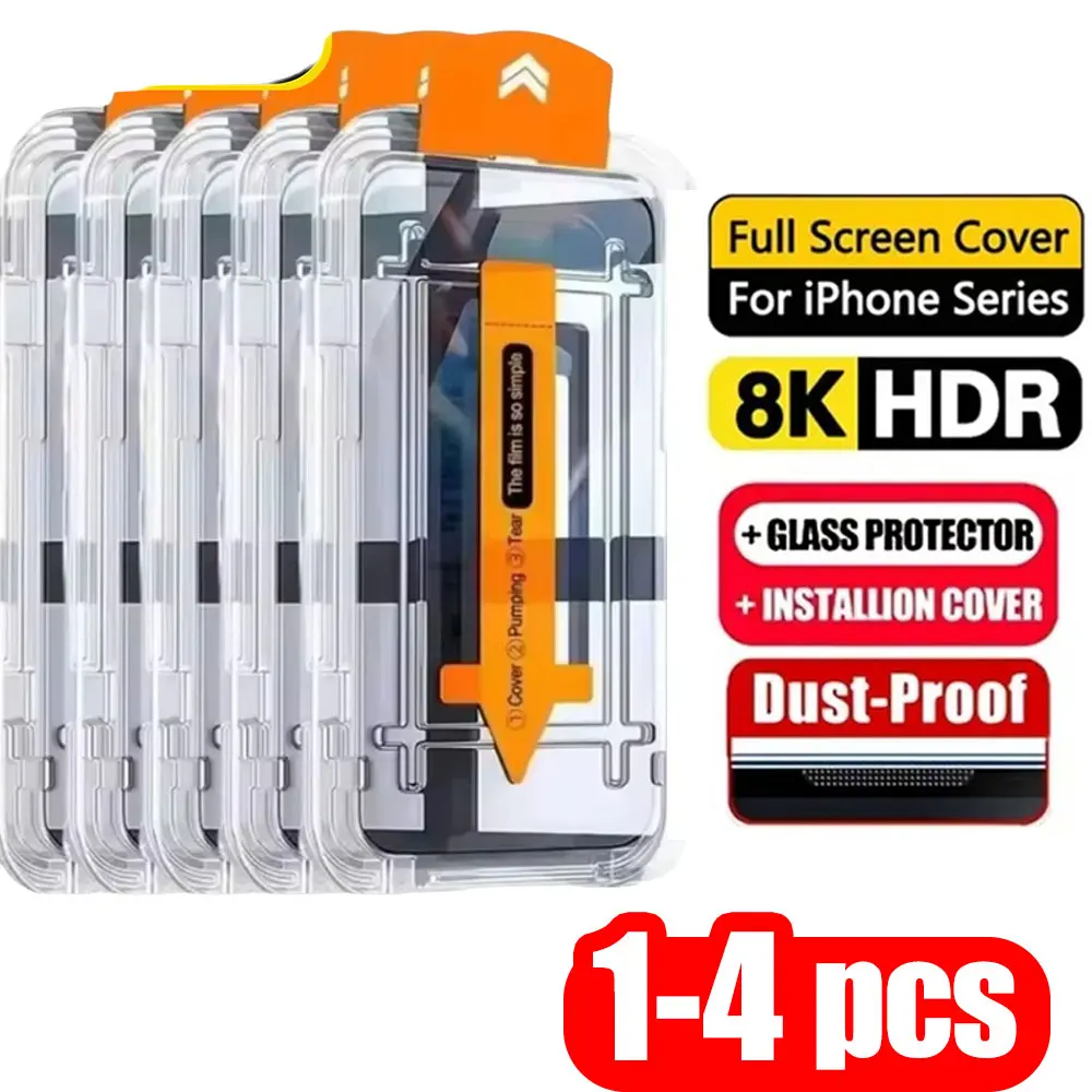 1-4PCS Oleophobic Coating Easy Install Screen Protector For iPhone 17 Pro Max  17promax iPhone17promax Protective Tempered Glass