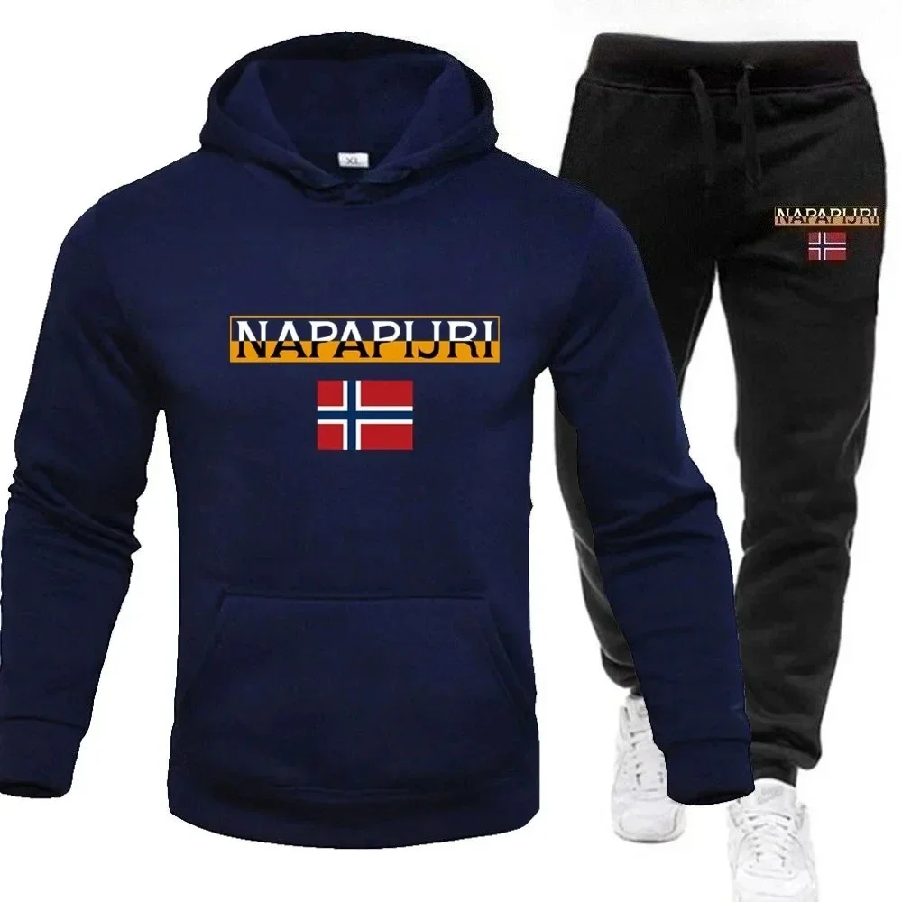 

Спортивная толстовка из 2 предметов + комплект брюк для бега, повседневная одежда с принтом на осень и зиму, мужской спортивный комплект, теплые брюки для бега