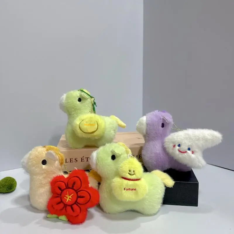 سلسلة مفاتيح قطيفة على شكل حصان ملون، سحر حقيبة ظهر على شكل حصان كرتوني لطيف، قلادة تميمة قابلة للفصل لتزيين الهدايا والحقيبة