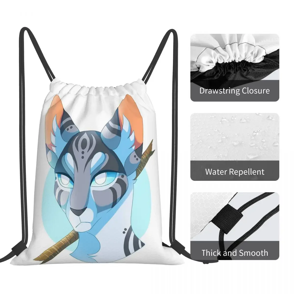 Jayfeather-mochila portátil con cordón para viaje, bolsa de almacenamiento con bolsillo, para la escuela