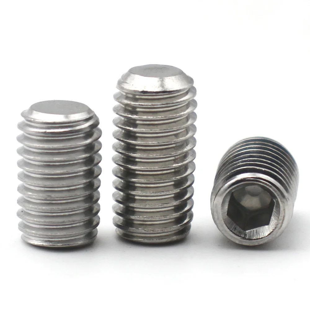 2-10pcs M1.6 M2 M3 M4 M5 M6 M8 M10 304 Stainless Steel Hex Socket Set Screw Cup Point DIN916 Headless Hexagon Socket Grub Screws