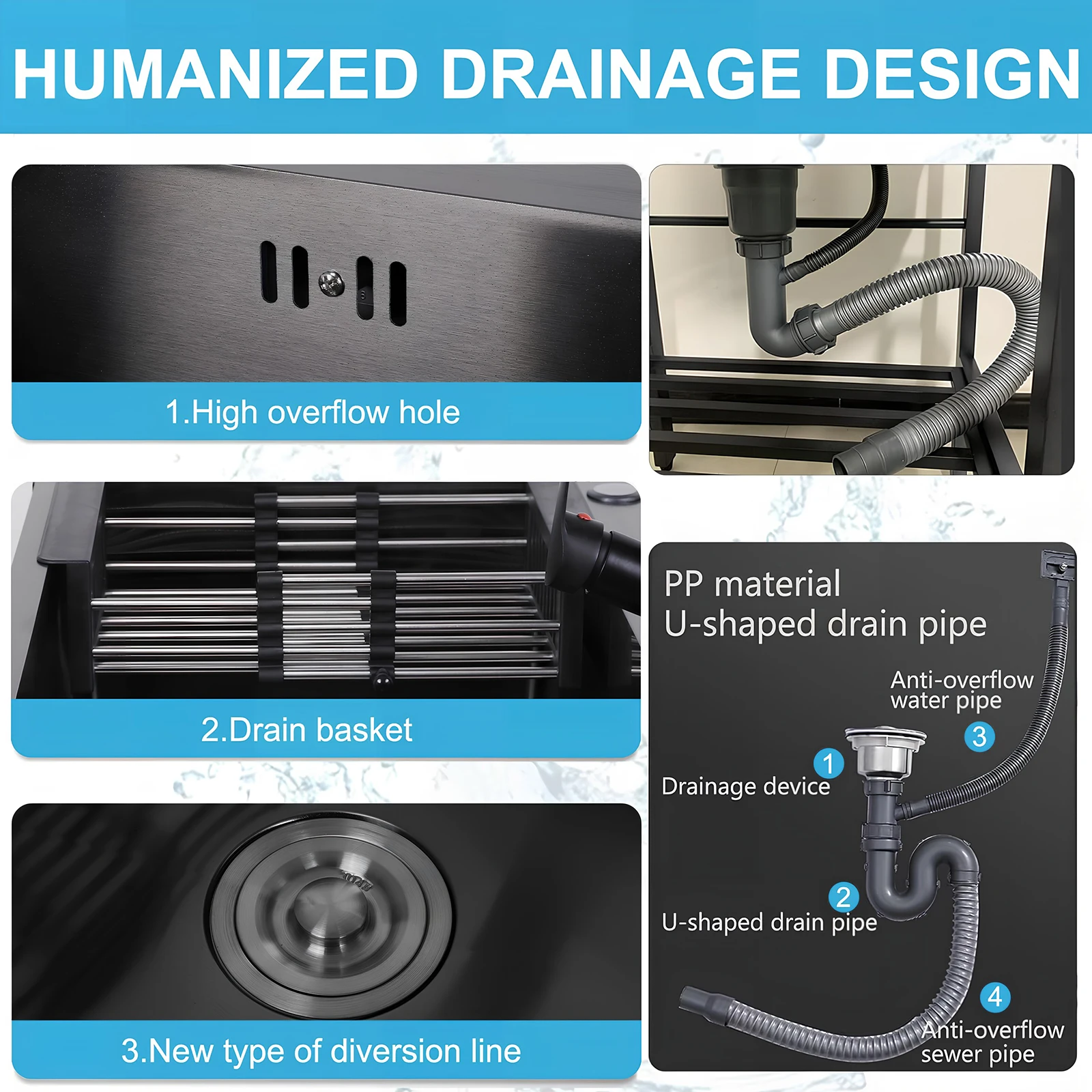 

Laundry Sink with Cold and Hot Water Faucet Hoses and Drain Kit Prep & Utility Washing Hand Basin for Kitchens Bathroom Garage