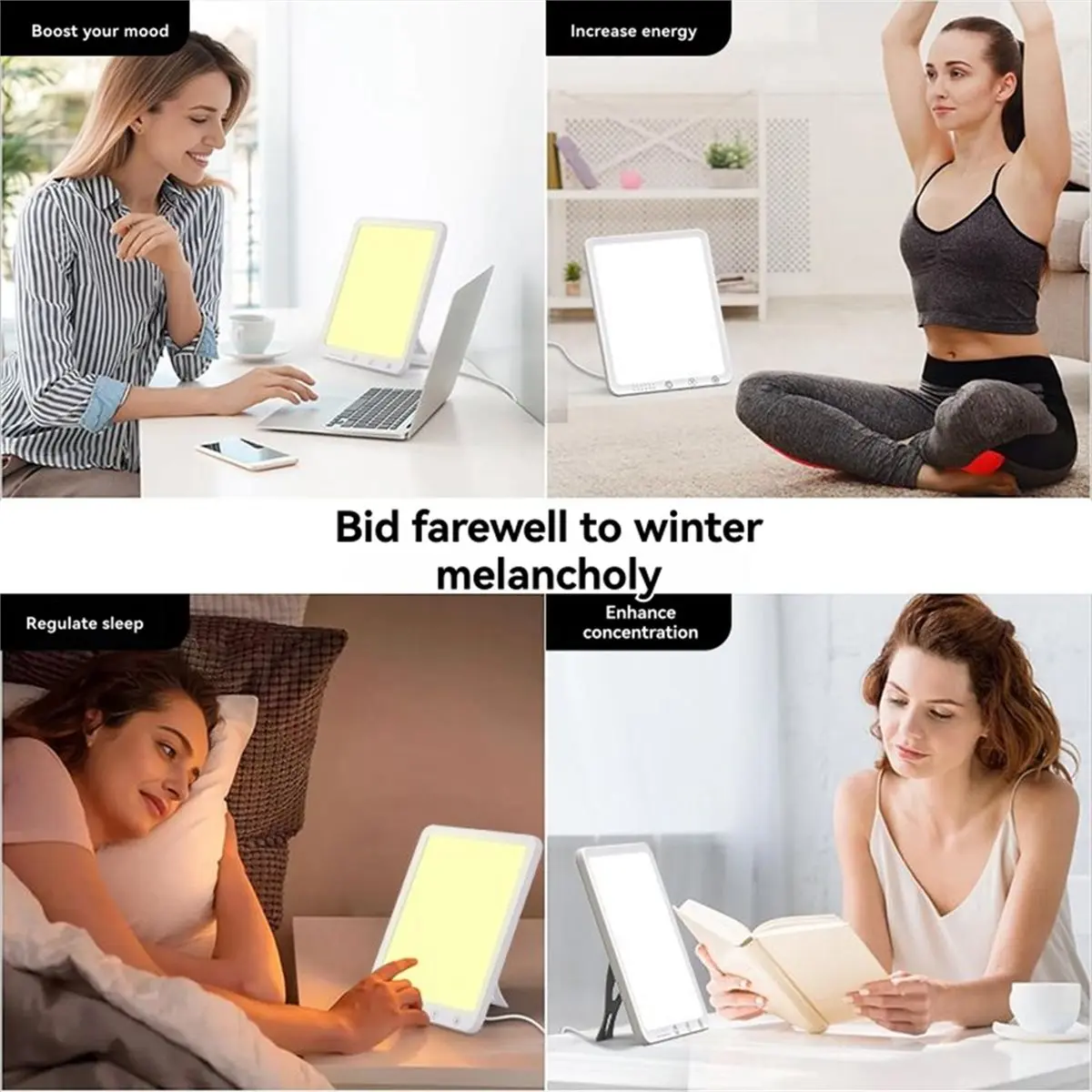 ~!Newest DTD706Light Therapy Lamp 10000 Full Spectrum SAD Treatment Lamp Timer & Memory Function Happy Sunlight Lamp UK PLUG