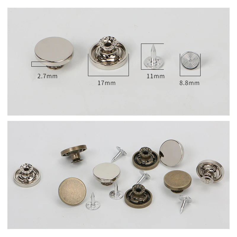 Flat Jeans Buttons Metal Swing Head Back Strap Buttons Round Alloy Jeans Button Sewing Accessories Wholesale