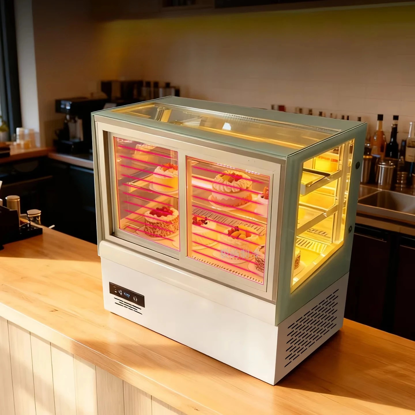 

For Cake Dessert Display Refrigerated Cabinet Front Opening Air-Cooled Commercial Model Defogging for Delicatessen