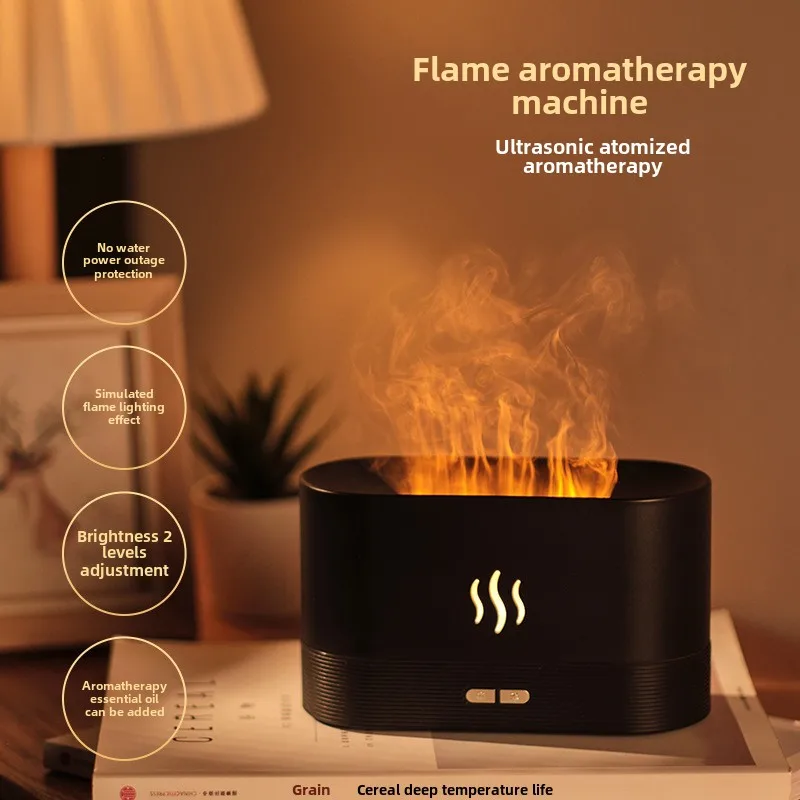 

Aroma Diffuser Humidifier Smart Air Humidifier with Dancing Flame Effect Dual Brightness Modes Household Essential Oil Diffuser