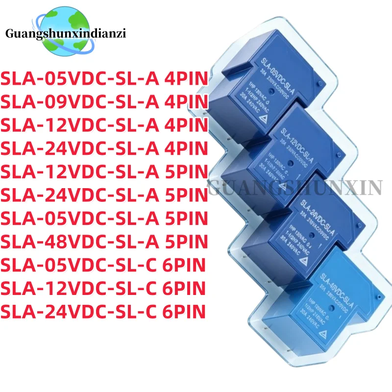 5Pcs/lot= New Original SLA-05VDC-SL-A SLA-12VDC-SL-A SLA-24VDC-SL-A -C T90 30A 4/5/6PIN 5V 12V 24V 48V