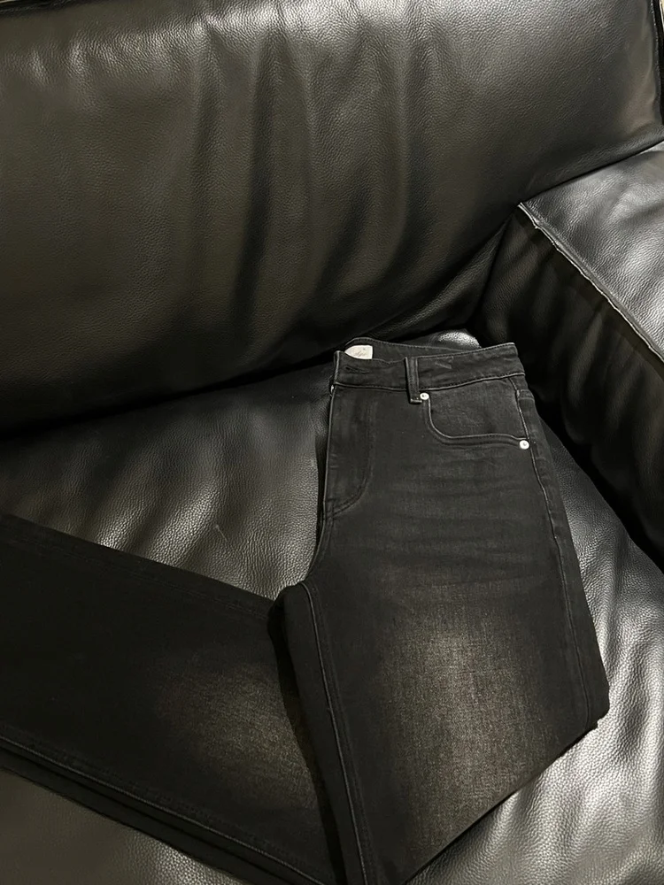 

Мужские джинсы Slim Fit American Style: модные, прямые, эластичные, с высокой талией, на молнии, для осени и зимы