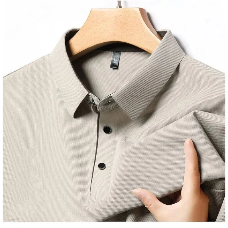 Men Fleece Lined Polo Shirt Collar Long Sleeve Thick Warm Business Casual Dad Base Tops