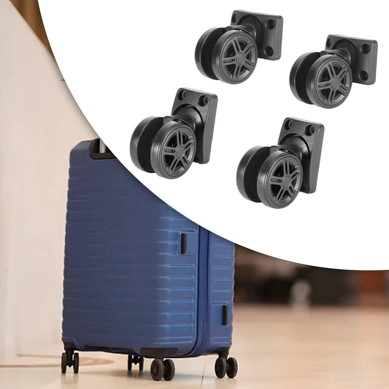 4x Luggage Wheels Replace Parts Wear Resistant Black 360 Degree Rotation Trolley Case Caster Trunk Wheels Bearing Caster Wheels