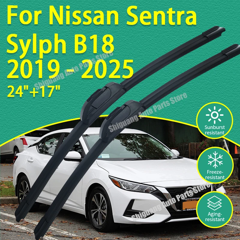 

Front Silicone Coating Wipers for Nissan Sentra Sylph B18 2019 - 2025 Car Wiper Windshield Windscreen Blades Accessories 2020