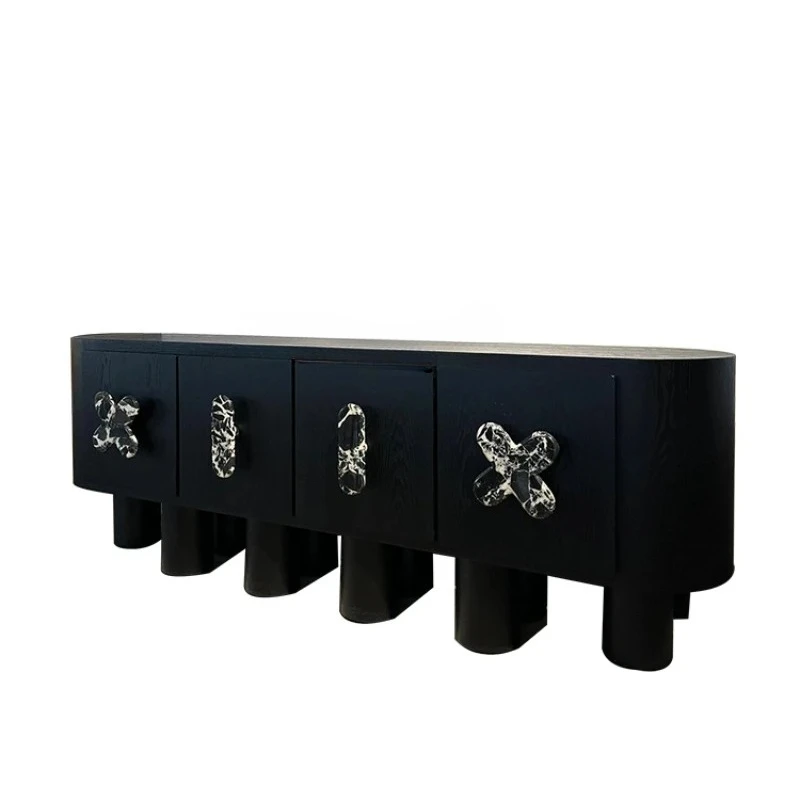 Solid wood dining side cabinet, antique designer household low cabinet, storage floor cabinet, villa model room