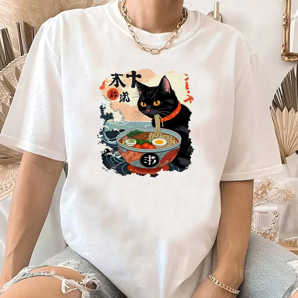 Noodle Ramen Cat shirt teen Pop Culture graphic Comfortable Gothic Vintage Classic t-shirt women 80s Comfortable 2000s kawaii