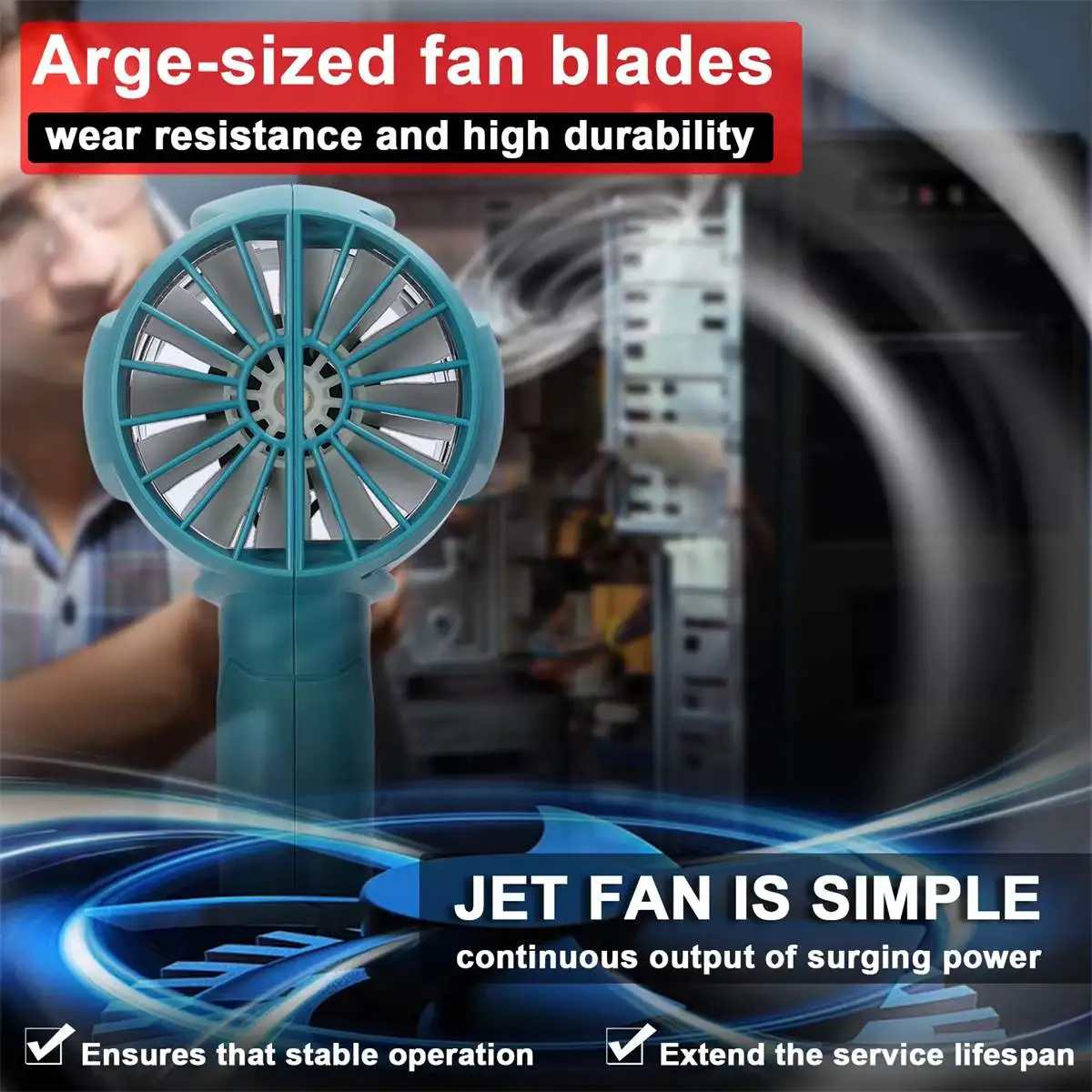 1000W Turbo Fan 500g Thrust High Power Violent Fan Bezstopniowa prędkość Turbofan Ręczna dmuchawa do liści Mini Jet Fan dla Makita 18V
