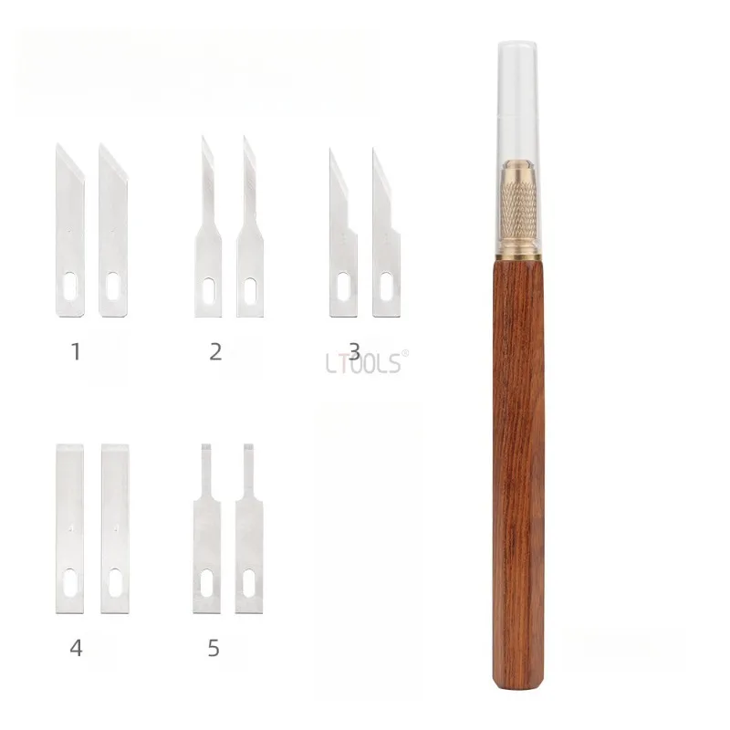 Sour Wood Carving Knife Solid Wood Carving Pen with Cover Alloy Knife Replaceable Blade Handmade Woodworking Fine Carving Tool