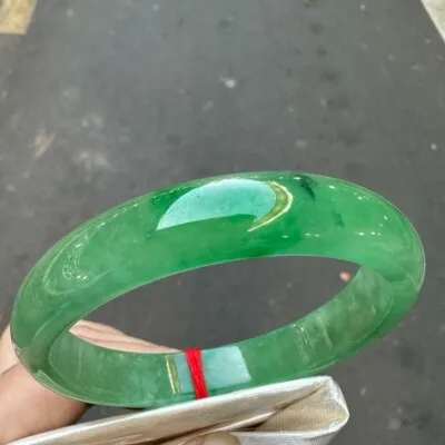 10 Real Natural Grade AAA Ice Green Burmese Jade jadeite bracelet bangle 57MM view 4