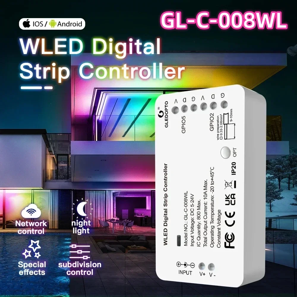 ESP8266 WLED LED Denetleyici Akıllı Dimmer DC12V 800IC Parçalı Renk Fonksiyonu DIY WS2811 WS2812B SK6812 SM16703P Şerit Işıklar