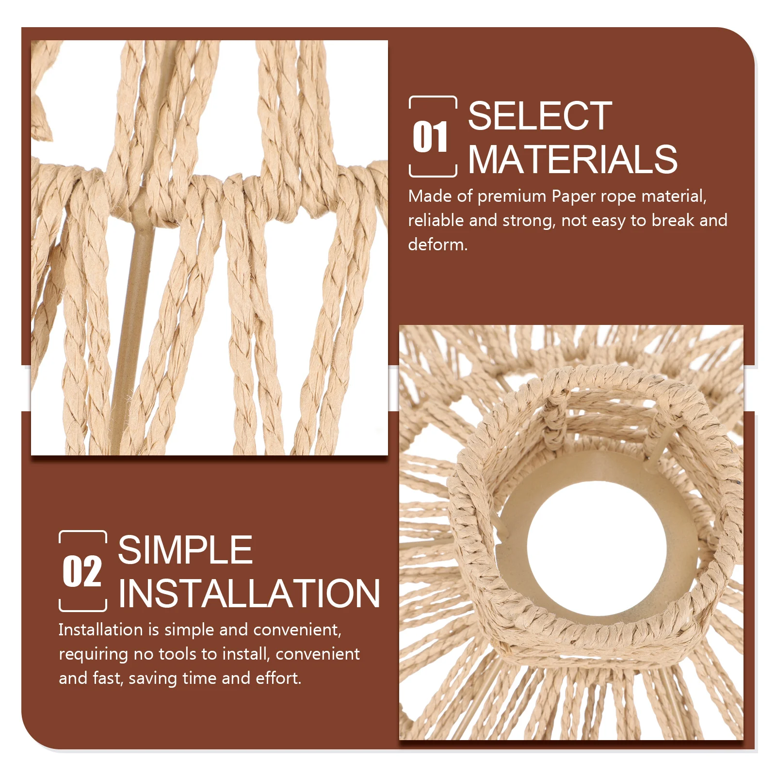 

Retro Style Lamp Shade Simulated Rattan Ceiling Light Cover Heat Resistant Soft Lighting Decorative Kitchen Dining Room Bedroom