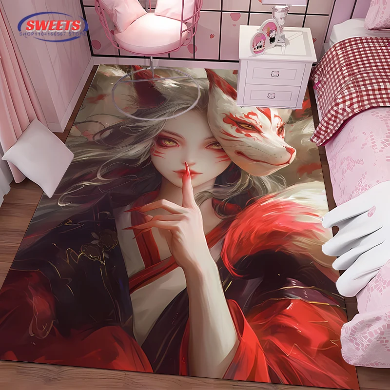 New Arrival! 3D Printing Classic Game LOL Ahri Carpet, Rug for Living Room Bedroom Sofa Kitchen Doormat Decor,Non-slip Floor Mat