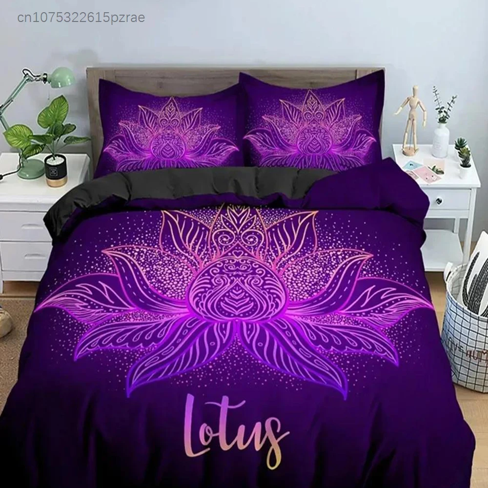 3D Print Bohemian Lotus Mandala Flower Bedding Set Bedroom Soft Modern Bedspreads Comefortable Duvet Cover Quilt Pillowcase
