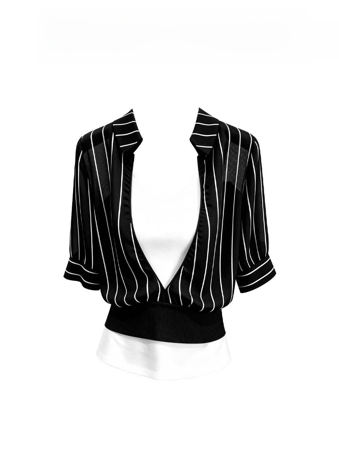 

Casual Commute Shirt Set Women's Summer 2026 New Black Stripe Top Bottom Ensemble High Waist Regular Sleeve Length Short Sleeve