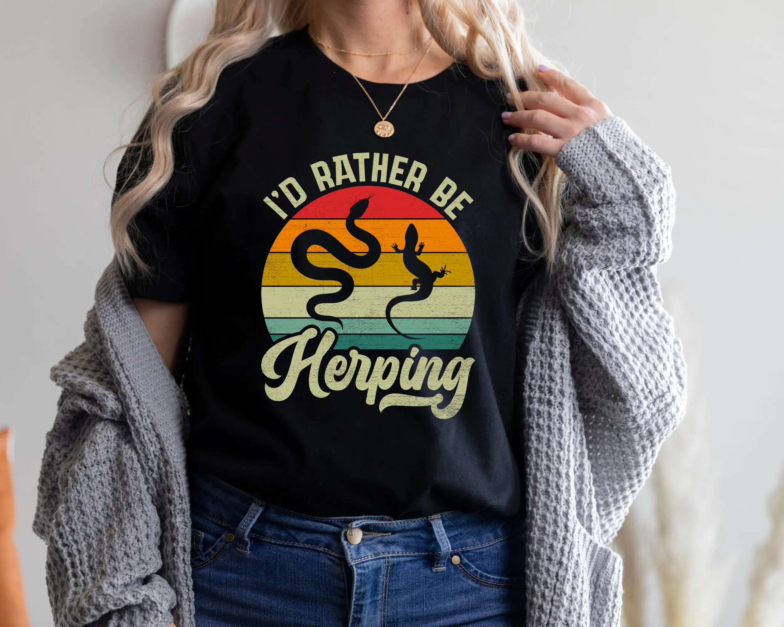 I'd Rather Be Herping T Shirt Herpetologists 2023 Ectothermic Tetrapods Amphibians Searching Reptiles Hunting Photography