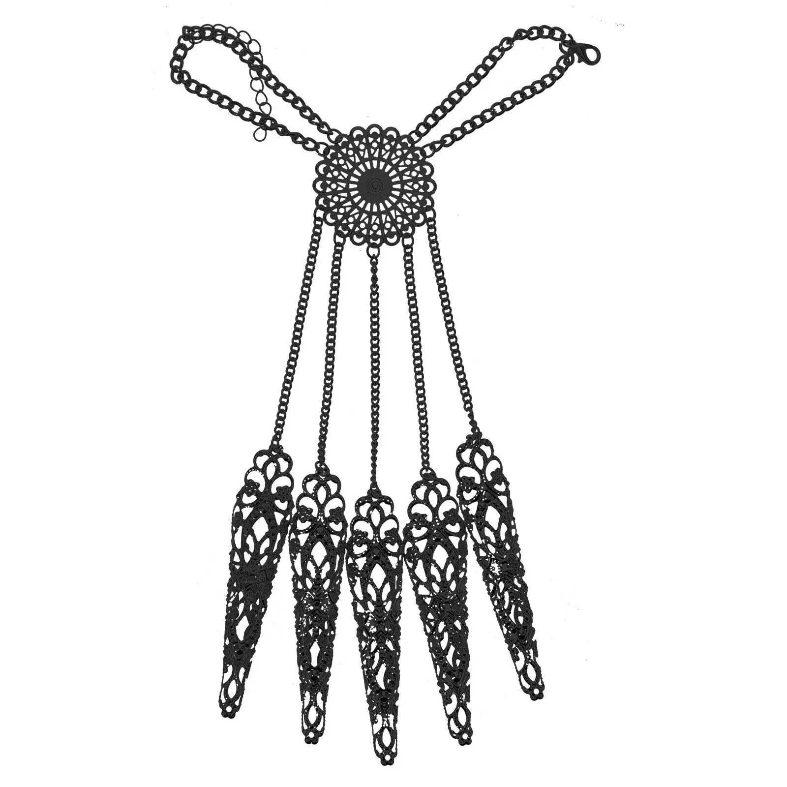 Finger Nail Tips Bracelet Gothic Style Chain Cosplay Party Nail Jewelry Women Belly Dance Performance Accessory