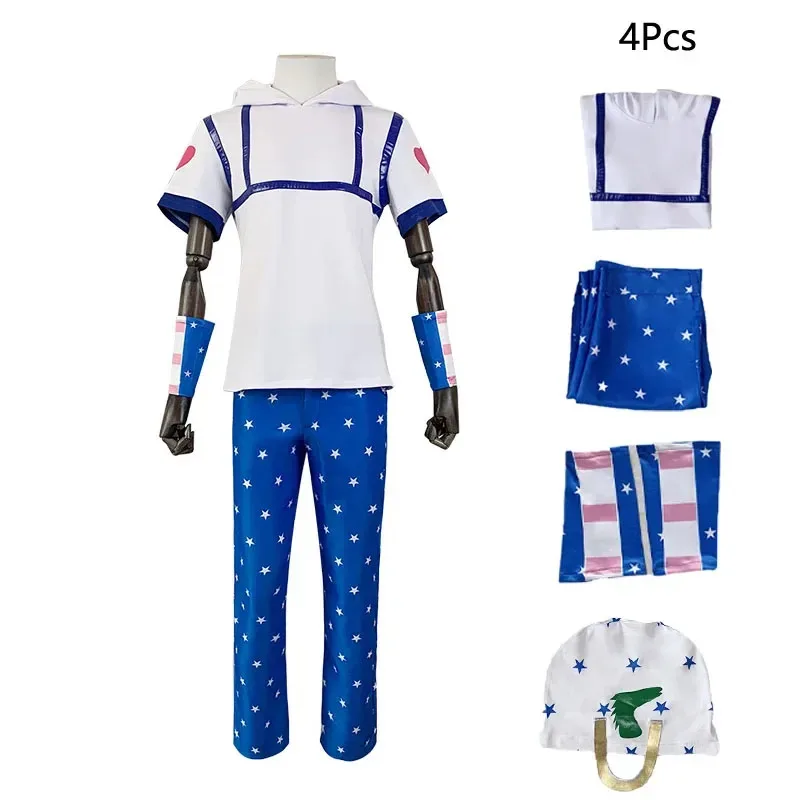 

Anime JoJo's Bizarre Adventure Joseph Joestar Cosplay Costume Hoodies Full Set for Men Role Play Short Sleeve Halloween Suit