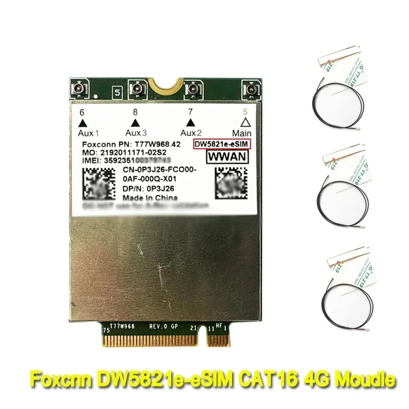 T77W968 DW5821e- eSIM LTE Cat16 4G WWAN Card Module for Lattitude 5420 5424 7424 Rugged Latitude 7400 / 7400 2-in