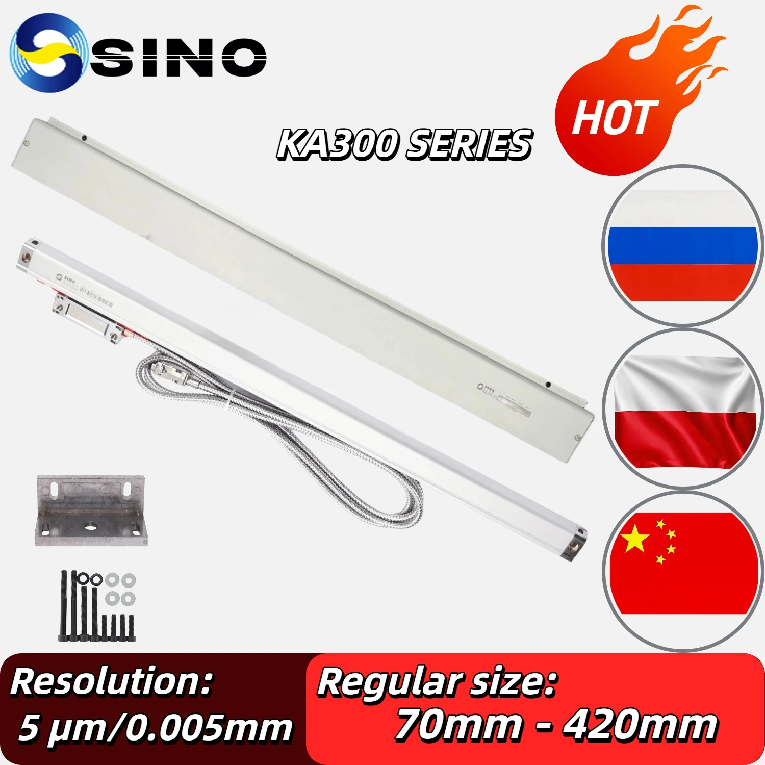 

DRO Linear Scale 5um TTL Lathe Mill Machine KA3 70mm 120mm 170mm 220mm 270mm 320mm 370mm Grating Ruler Optical Encoder