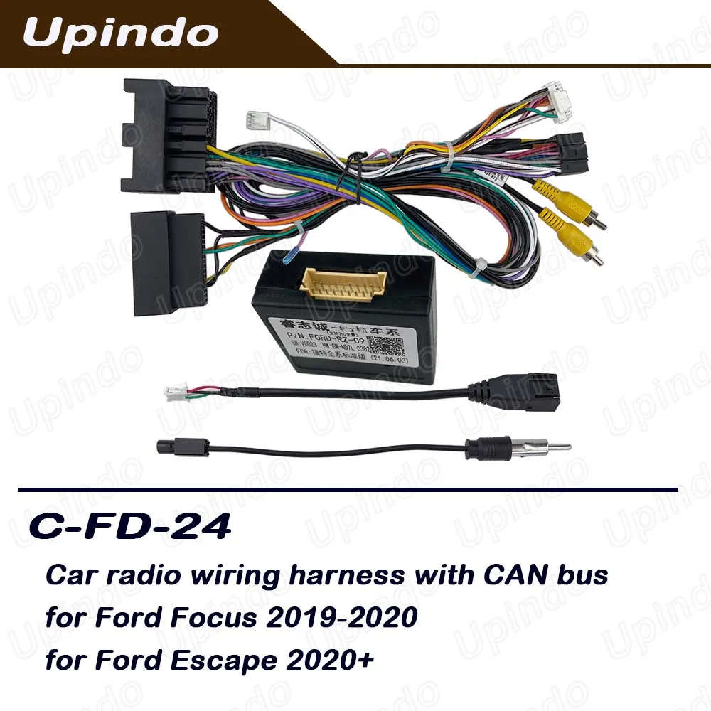 

Жгут проводов для радиоприемника Upindo Android, адаптер CAN-Bus для Ford Focus Escape 2019-2020, кабель CarPlay, разъем для установки Plug & Play