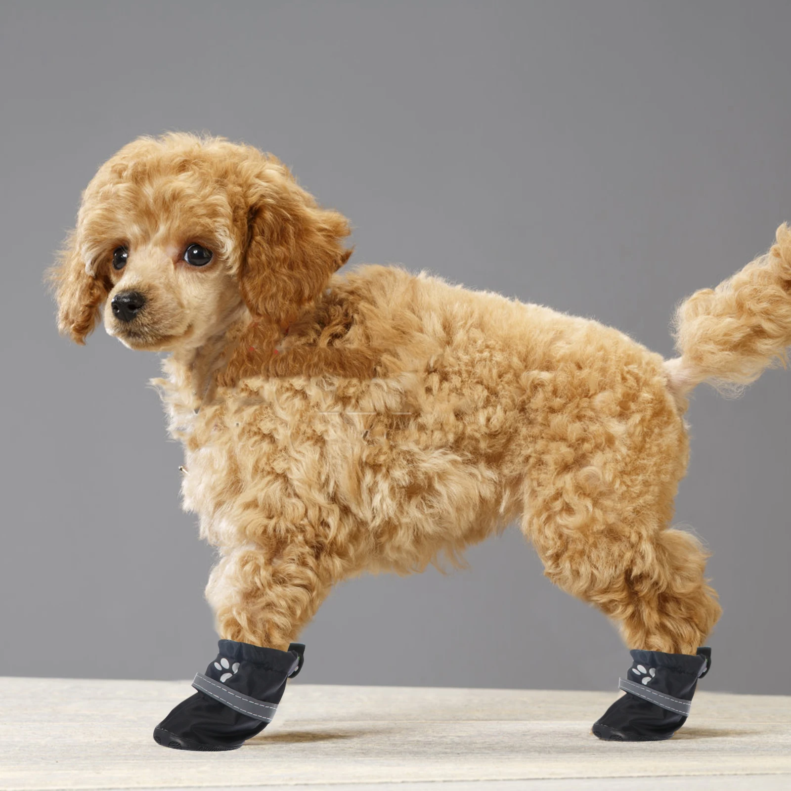 

4 Pcs Waterproof Dog Shoes Pet Rain for Dogs Puppy Black Boots Polyester Breathable