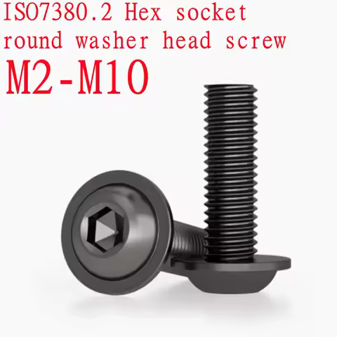 ISO7380.2 M2 M3 M4 M5 M6 M8 M10 Grade 10.9 black Flange Button Head screw With Washer Collar Inner Hex Socket Allen Screws Bolt