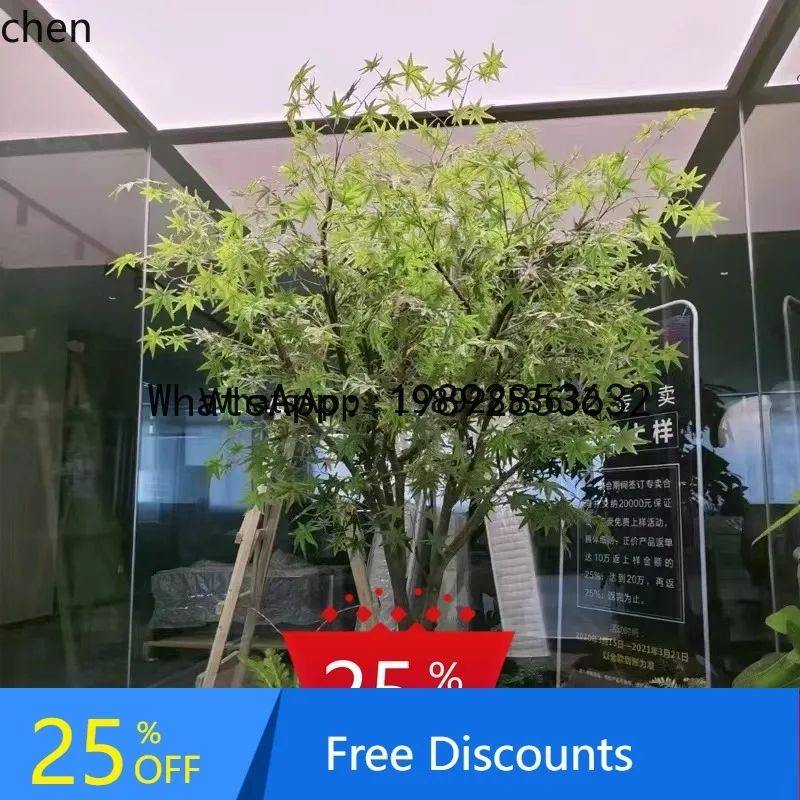 BB Artificial Green Maple Tree Large Indoor Decor Fake Tree Chicken Claw Maple Living Room Floor Window Display Green Plant