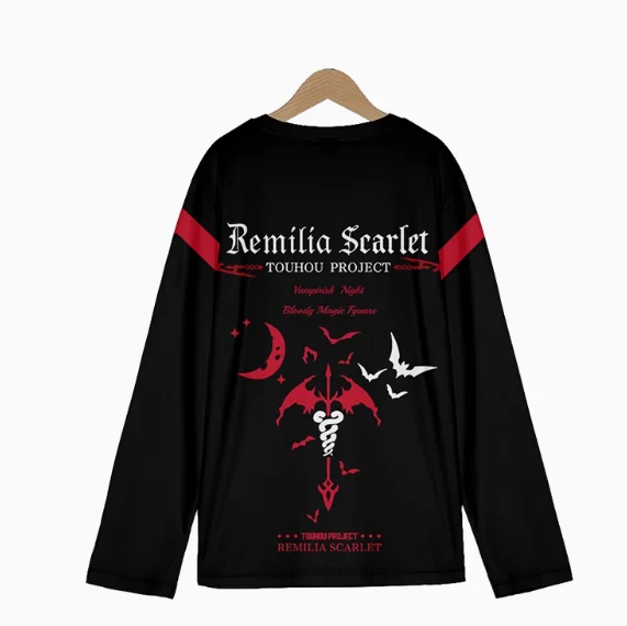 2024 Anime Touhou Project Remilia Scarlet Long Sleeve T-shirt Cosplay Costume Men Woman Casual Student Loose Tops