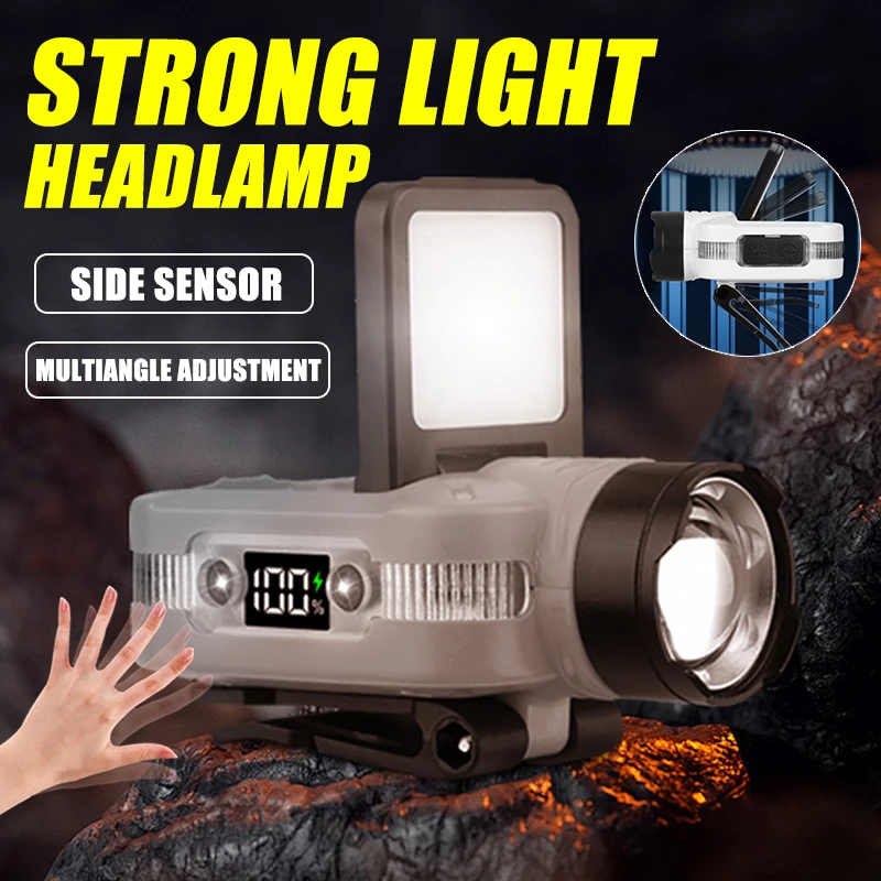

High Power LED Induction Headlight Portable 3-source Type-c Rechargeable Outdoor Waterproof Multifunctional Camping Torch