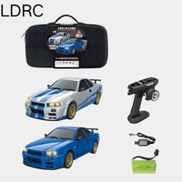 LDRC 1899 1/18 RC Drift Car LD1899 GTR Mode R34 2.4GHz RWD with Gyroscope on-Road Alloy Body Shell Racing Car for Boys Gifts
