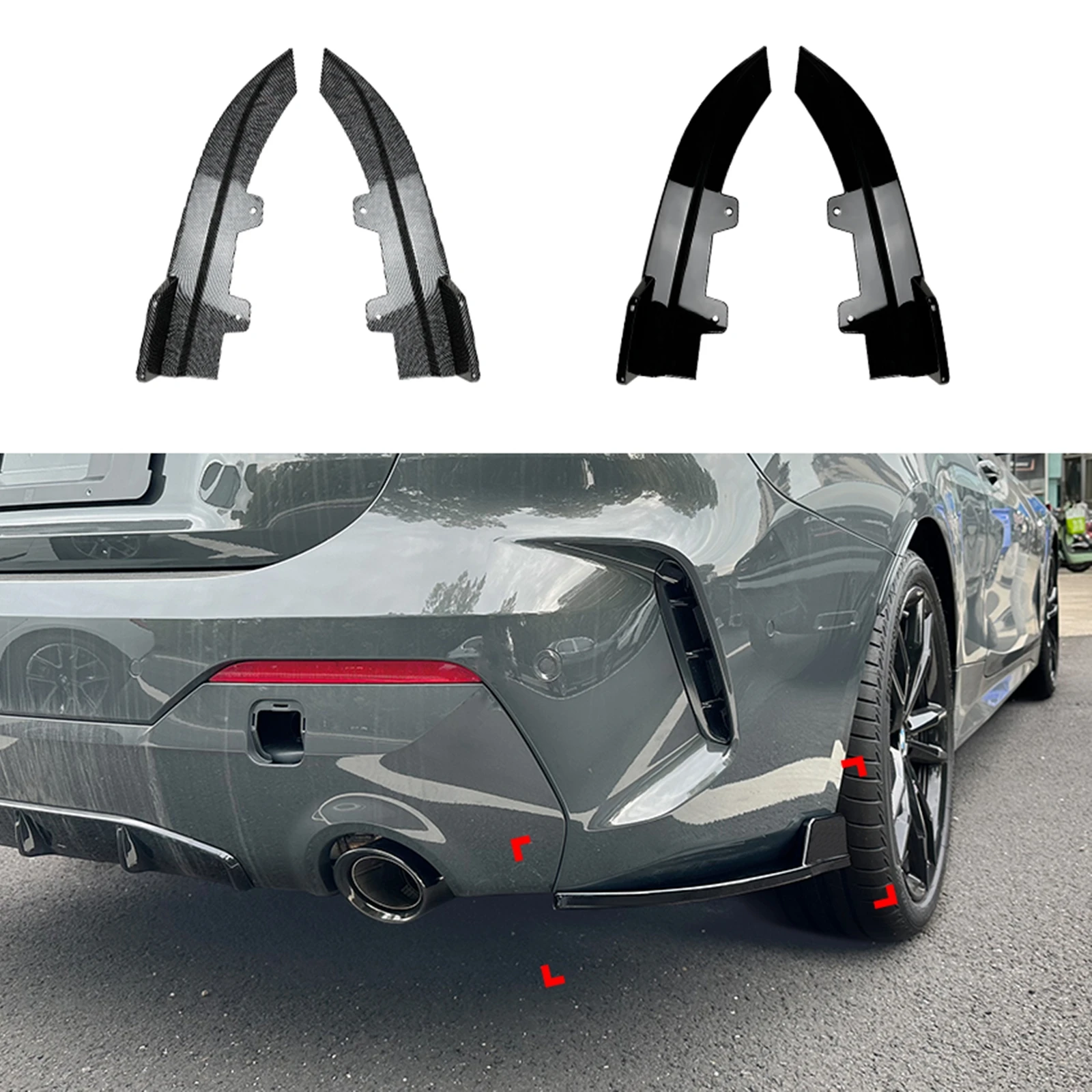 

Задний боковой сплиттер автомобиля, нижняя крышка, спойлер, защита, угловая накладка для BMW 4 серии G22 G23 M Sport 2020 2021 2022 2023 2024